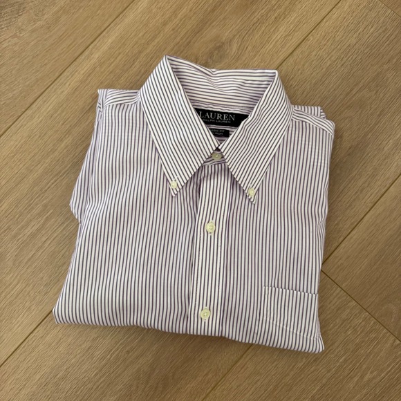 Lauren Ralph Lauren Other - Lauren Ralph Lauren Men Classic Fit Non Iron Striped Dress Shirt Purple 16 34/35